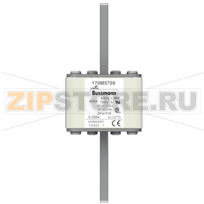 Предохранитель, 400 A, AC 690 В, 200 кА, size 2, 61x77x135 мм, aR, IEC UL Eaton FUSE 400A 690V 
