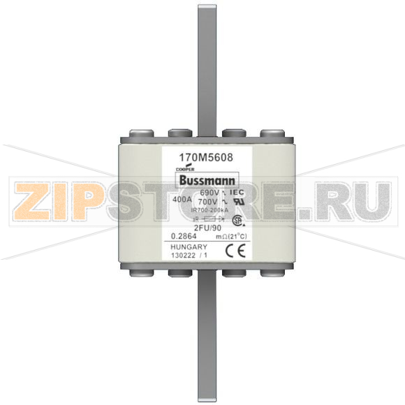 Предохранитель, 400 A, AC 690 В, 200 кА, size 2, 61x77x135 мм, aR, IEC UL Eaton FUSE 400A 690V 