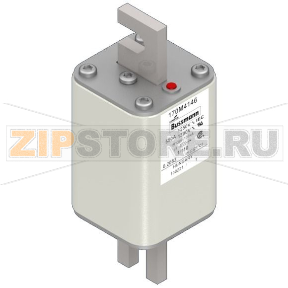 Предохранитель, 550 A, AC 1250 В, 100 кА, size 1, 53x66x138 мм, aR, DIN, IEC Eaton FUSE 550A 12 