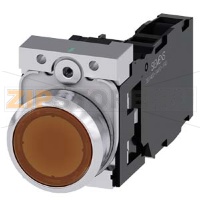 КНОПКА С ПОДСВЕТКОЙ, 22MM, КРУГЛАЯ, МЕТАЛЛИЧЕСКАЯ ГЛЯНЦЕВАЯ, AMBER, ПЛОСКАЯ КНОПКА, КОНТАКТЫ МГНОВЕННОГО ДЕЙСТВИЯ, С ДЕРЖАТЕЛЕМ, 1NO+1NC, МОДУЛЬ ПОДСВЕТКИ С ИНТЕГРИРОВАННЫМ СВЕТОДИОДОМ 24V AC/DC, ВИНТОВЫЕ КЛЕММЫ, С ГРАВИРОВКОЙ ЛАЗЕРОМ, LOWER CASE Siemens