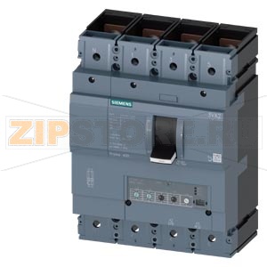 circuit breaker 3VA2 IEC frame 400 breaking capacity class  E Icu=200 kA @ 415 V 4-pole, line protection ETU350,  LSI, In=400A overload protection Ir=160A ... 400A short circuit protection Isd=1,5...10xIr, Ii=12xIn neutral protection adjustable(OFF 50% 10 