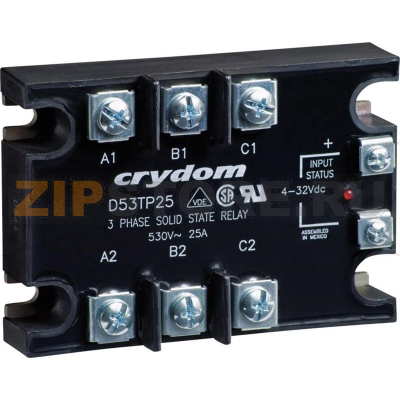 Реле твердотельное 25 А, трехфазное, 530 В/AC, 1 шт Crydom D53TP25D 