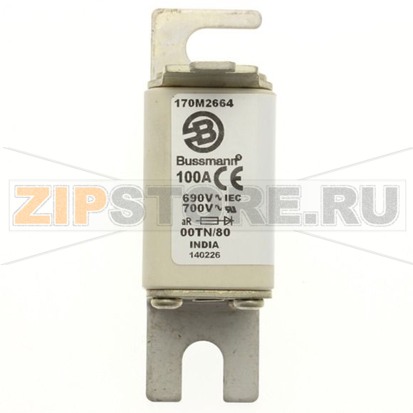 170M2664 - Предохранитель, 100 A, AC 690 В, 200 кА, DIN 00, aR, DIN ...