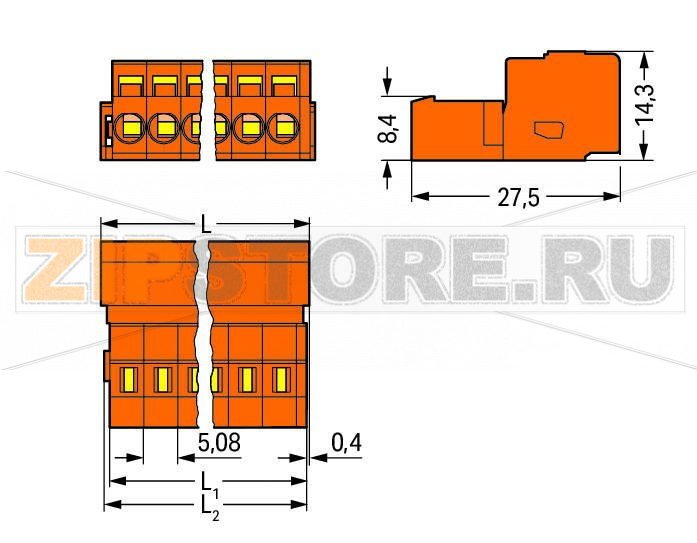 MCS MIDI Classic 1-conductor male connector; 2.5 mm?; Pin spacing 5.08 mm; 22-pole; 2,50 mm?; orange Wago 231-652 