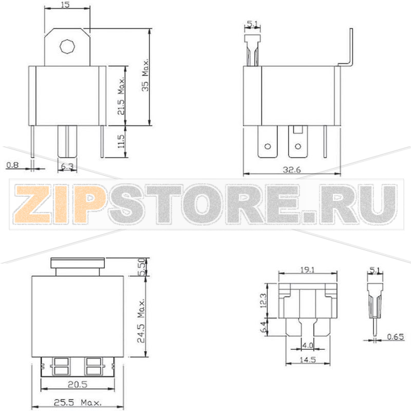 Реле автомобильное 12 В/DC, 30 А, 1 шт FIC FRC5BA-DC12V 