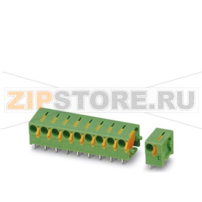 Клеммы для печатного монтажа Phoenix Contact FFKDSA1/H2-5,08- 2 Номинальный ток: 15 А, Номинальное напряжение: 320 В, Размер шага: 5,08 мм, Полюсов: 2, Тип подключения: Пружинные зажимы, Монтаж: пайка, Направление подключения, проводник / печатная плата: 0 °.Минимальный заказ: 50 шт.Упаковка: 50 шт.