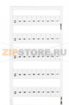 Маркировочная карта WMB; в картах; МАРКИРОВАНО; 1 ... 10&amp;10X; not stretchable; Вертикальная маркировка; с креплением на защелке; белые Wago 793-602 