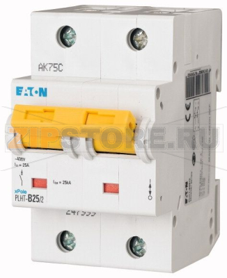 Выключатель автоматический 25А, кривая откл. D, 2 полюса, откл. способ. 25 кА Eaton PLHT-D25/2 