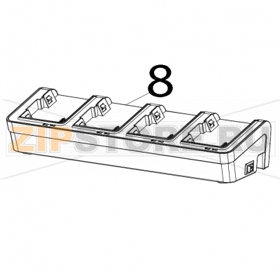Зарядное устройство 4-х слотовое (EU) для аккумуляторов TSC TDM-30 Зарядная станция аккумуляторов 4-х слотовая (EU) для принтера TSC TDM-30Запчасть на деталировке под номером: 8