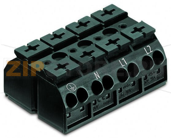 4-проводная клеммная колодка с монтажными штифтами; 4-пол.; PE-N-L1-L2 ...