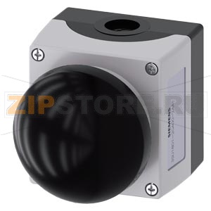 Корпус командных устройств, 22 мм, кругл., материал корпуса: пластмасса, верхняя часть корпуса, цвет: серый, 1 командный пункт, пластмасса, командный пункт посередине, A = нажимной выключатель аварийного останова, цвет: черный, нажатием на кнопку, 1 НО, в 