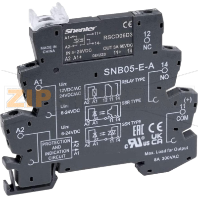 Реле твердотельное 1CO 3A с розеткой SNB, управление DC 4-28V, винтовые зажимы Shenler RSCD06D3+SNB05-E-A 