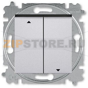 Выключатель жалюзи двухклавишный, с фиксацией, серебро/дымчатый чёрный ABB 2CHH598945A6070 