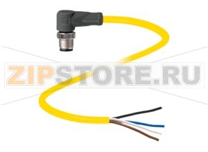 Кабель датчика-исполнительного устройства Cable connector V1S-W-YE2M-PVC-U Pepperl+Fuchs Описание оборудованияCable connector, M12, 4-pin, PVC cable