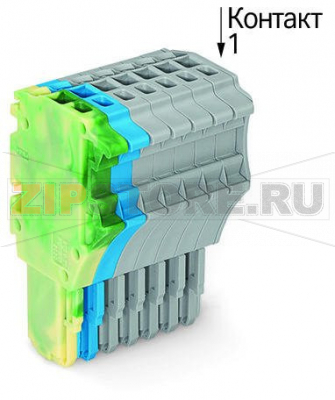 1-проводниковая розетка; 1,5; 8-пол.; 1,50 mm; желто-зеленые,синие,серые Wago 2020-108/000-039 