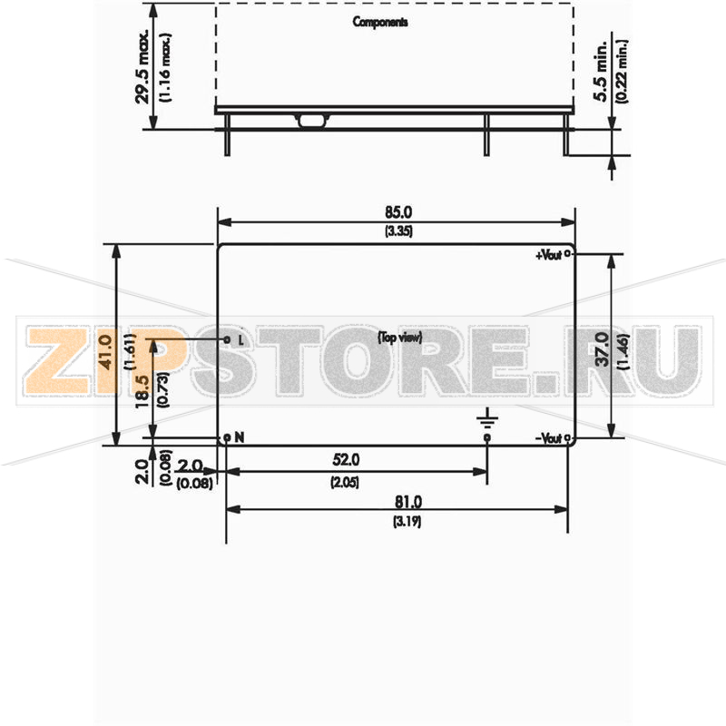 Блок питания AC/DC, 24 V, 1.1 A, 25 W Traco Power TOM 25124 