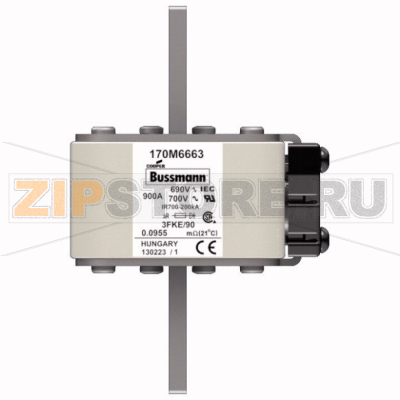 Предохранитель, 900 A, AC 690 В, 200 кА, size 3, 76x92x135 мм, aR, IEC UL Eaton FUSE 900A 690V 