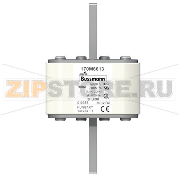 Предохранитель, 900 A, AC 690 В, 200 кА, size 3, 76x92x135 мм, aR, IEC UL Eaton FUSE 900A 690V 