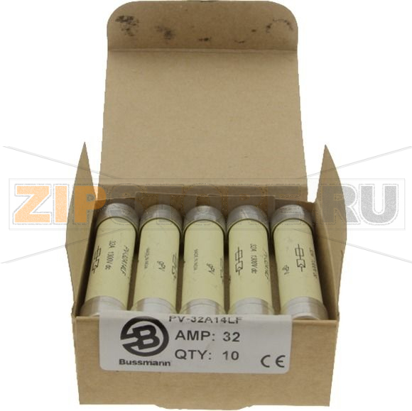 Предохранитель, 32 A, DC 1300 В, 10 кА, 14x65 мм, gPV, IEC UL Eaton 32AMP 1300V DC SOLAR FERRULE 