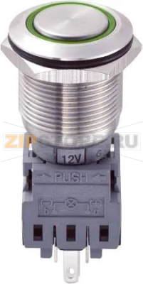 Кнопка антивандальная 250 В/AC, 5 А, 1 x выкл/вкл, с фиксацией, IP67, 1 шт TRU Components LAS1-BGQ-11ZE/G/12V 