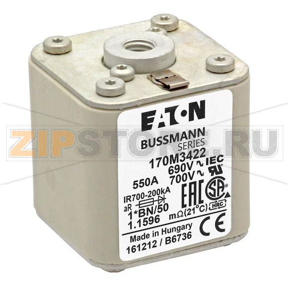 Предохранитель, 630 A, AC 690 В, 200 кА, size 1, 45x59x51 мм, aR, IEC UL Eaton FUSE 630A 690V 