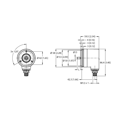 Энкодер абсолютный, многооборотный Turck REM-103S10S-5C13S12M-H1181 
