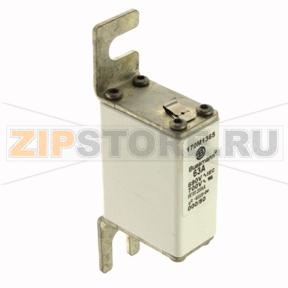 Предохранитель, 63 A, AC 690 В, 200 кА, DIN 000, 21x40x100 мм, gR, DIN, IEC Eaton FUSE 63A 690V 