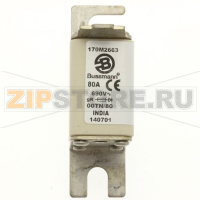 Предохранитель, 80 A, AC 690 В, 200 кА, DIN 00, gR, DIN, IEC Eaton FUSE 80A 690V 00TN/80 GR