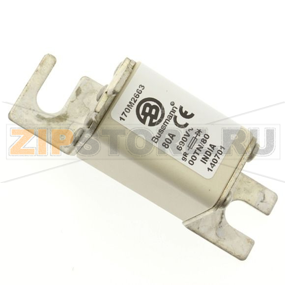Предохранитель, 80 A, AC 690 В, 200 кА, DIN 00, gR, DIN, IEC Eaton FUSE 80A 690V 00TN/80 GR 