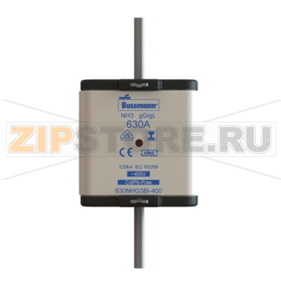Предохранитель, 630 A, AC 400 В, 120 кА, NH3, gL/gG, IEC Eaton NH FUSE 630A 400V 3 GG/GL SIZE 3 