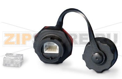 Hyperline KJ-IE-8P8C-C5e-180-BK Промышленный модуль Keystone Jack RJ-45 (8P8C), IP67, категория 5e, с защитной крышкой, черный 