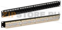 Hyperline PP3-19-24-8P8C-C6-110D Патч-панель 19'', 1U, 24 порта RJ-45, категория 6, Dual IDC, ROHS, цвет черный (задний кабельный организатор в комплекте)