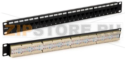 Hyperline PP3-19-24-8P8C-C6-110D Патч-панель 19&#039;&#039;, 1U, 24 порта RJ-45, категория 6, Dual IDC, ROHS, цвет черный (задний кабельный организатор в комплекте) 