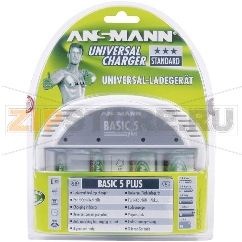 Зарядное устройство 9 В, микро (AAA), миньоны (AA), (C), (D) Ansmann Basic 5 plus 