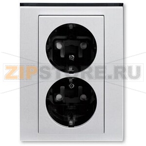Розетка двойная, серебро/дымчатый чёрный ABB 2CHH223457C6070 