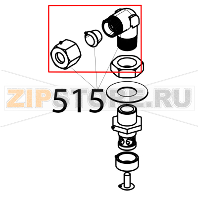 Elbow connection 1/4&quot;-D.10 Tecnoinox EFB06DSL Elbow connection 1/4"-D.10 Tecnoinox EFB06DSLЗапчасть на деталировке под номером: 515