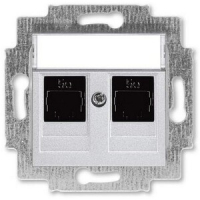 Розетка компьютерная, 2хRJ45, серебро ABB 2CHH295118A6070