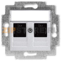 Розетка компьютерная, 2хRJ45, серебро ABB 2CHH295118A6070