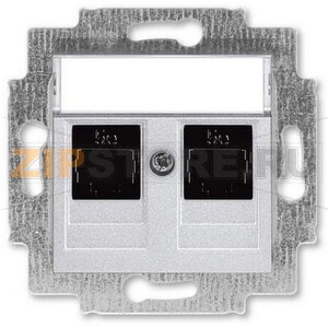 Розетка компьютерная, 2хRJ45, серебро ABB 2CHH295118A6070 