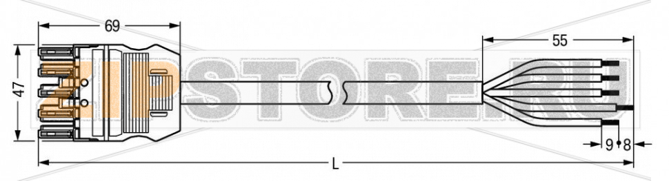 pre-assembled connecting cable; B2ca; Socket/open-ended; 5-pole; Cod. I; H05Z1Z1-F 5G 1.5 mm; 7 m; 1,50 mm; blue Wago 771-9285/116-701 Protected against mismating and maintenance-free...