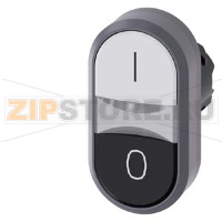 АКТУАТОР ДВОЙНОЙ КНОПКИ С ВОЗМОЖНОСТЬЮ ПОДСВЕТКИ, 22MM, КРУГЛ., ПЛАСТИК С МЕТАЛЛИЧЕСКИМ ФРОНТАЛЬНЫМ КОЛЬЦОМ, КНОПКА БЕЛАЯ: "I", КНОПКА ЧЁРНАЯ: "O", FLAT BUTTONS Siemens 3SU1031-3AB61-0AK0