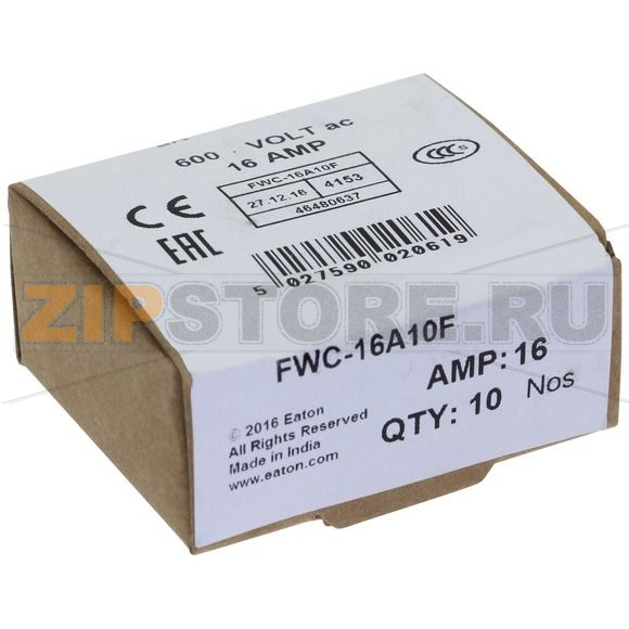 Предохранитель, 16 A, AC 600 В, 200 кА, 10x38 мм, aR, UL Eaton 16AMP 600V AC FERRULE 10x38MM 