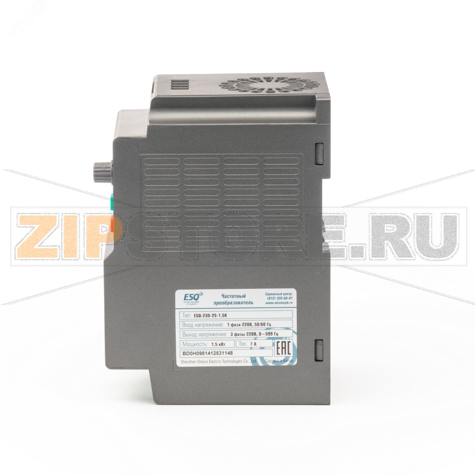 Преобразователь частоты 1.5 кВт, 220 В, 0-599 Гц, IP20 ESQ 08.04.304419 