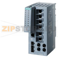 SCALANCE XC206-2 managed Layer 2 IE switch; IEC 62443-4-2 certified; 6x 100 Mbps RJ45 ports; 2x 100 Mbps ST/BFOC ports; 1x console port; diagnostics LED; redundant power supply; temp. range -40 &#176;C to +70 &#176;C; mounting: DIN rail/S7 mounting rail/w
