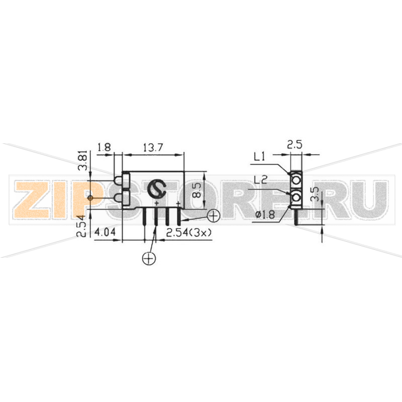 Модуль светодиодный, 2 зеленых диода, 15.5x2.5x12 мм Signal-Construct DBI01322 