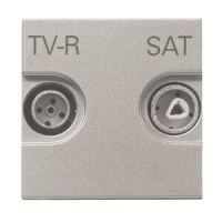 Розетка одиночная с накладкой TV-R-SAT, серебристая ABB 2CLA225130N1301