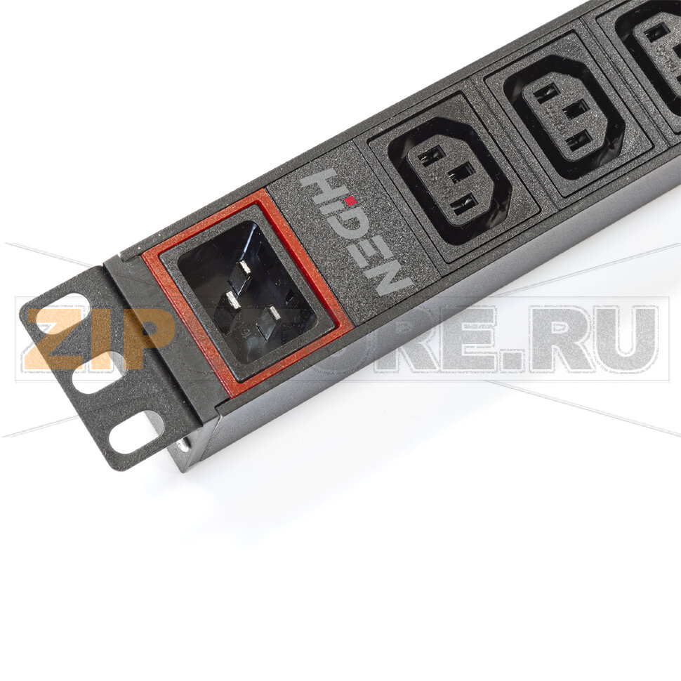 Блок розеток однофазный 16 A, горизонтальный 19", 8 розеток C13, 2 розетки C19 Hiden H1R-8A2B-16-Y 