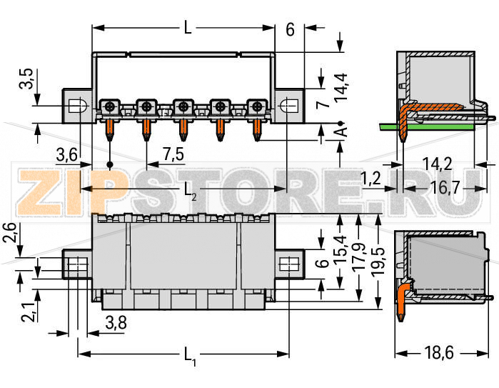 Вилка THT; 1.4 mm O solder pin; угловые; зажимное кольцо; Шаг контактов 7,5 мм; 4-пол.; светло-серые Wago 2092-3424/205-000 Сборка розеток без потери полюсов позволяет разделение различных функций в одной вилкеКодировочные штифты, установленные в вилку, предотвращают неправильную стыковку, что позволяет последующее кодирование в сквозных соединенияхКорпус вилки полностью закрывает розетку, что обеспечивает виброустойчивость до 20 g...