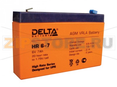 Delta HR 6–7.2 Свинцово-кислотный аккумулятор (АКБ) Delta HR 6–7.2: Напряжение - 6 В; Емкость - 7 Ач; Габариты: 151 мм x 34 мм x 100 мм, Вес: 1,27 кгТехнология аккумулятора: AGM VRLA Battery