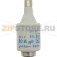 Предохранитель, 10 A, AC 500 В, 50 кА, D2, gR, IEC сверхбыстрый Eaton FUSE-D2 10A F GR 500VAC E27